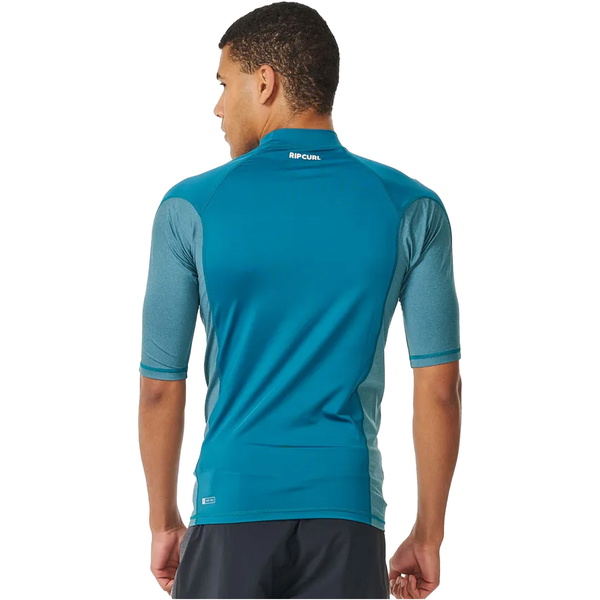 2024 Rip Curl Männer Waves UPF Performance Kurzärmelige Lycra-Weste 142MRV - Deep Ocean